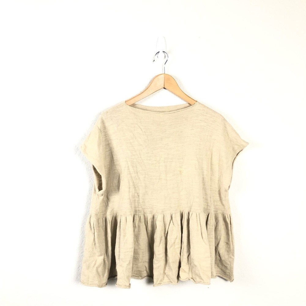 Lauren Manoogian Top Cotton Peplum Knit Blouse